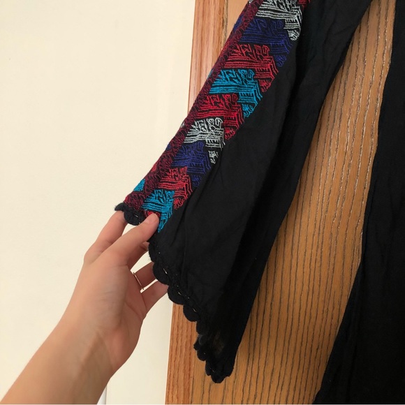 Free People Black‎ Embroidered Tunic Mini Dress - Picture 7 of 7